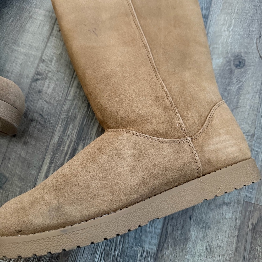 Womens Sarah Suede Shearling Winter Boots - Universal Thread Tan Brown 8 - Picture 6 of 12